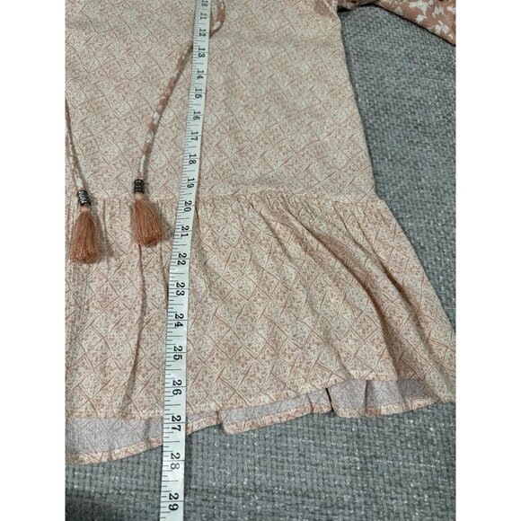 Be Cool Top Womens Large‎ Cream Pink Floral Geometric Rayon Boho - Picture 8 of 9